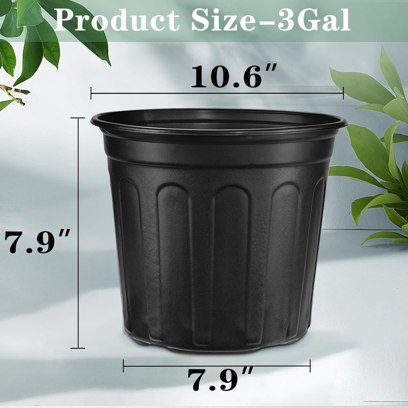 RAOOKIF 3 Gallon Pots for Plants, Flexible 1/2/3/5 Gallon Nursery Pot with Drainage, 3 Gallon Plastic Pots for Plants - Image 3